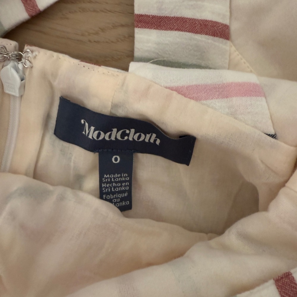 NWT ModCloth 0 Striped Midi Dress Button Front‎ Sleeveless Casual Cutout Preppy - Picture 3 of 7